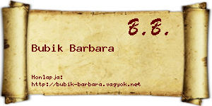 Bubik Barbara névjegykártya
